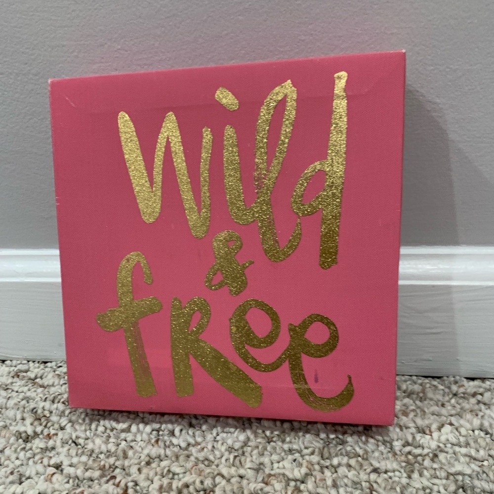 Wild & Free pink & gold small canvas